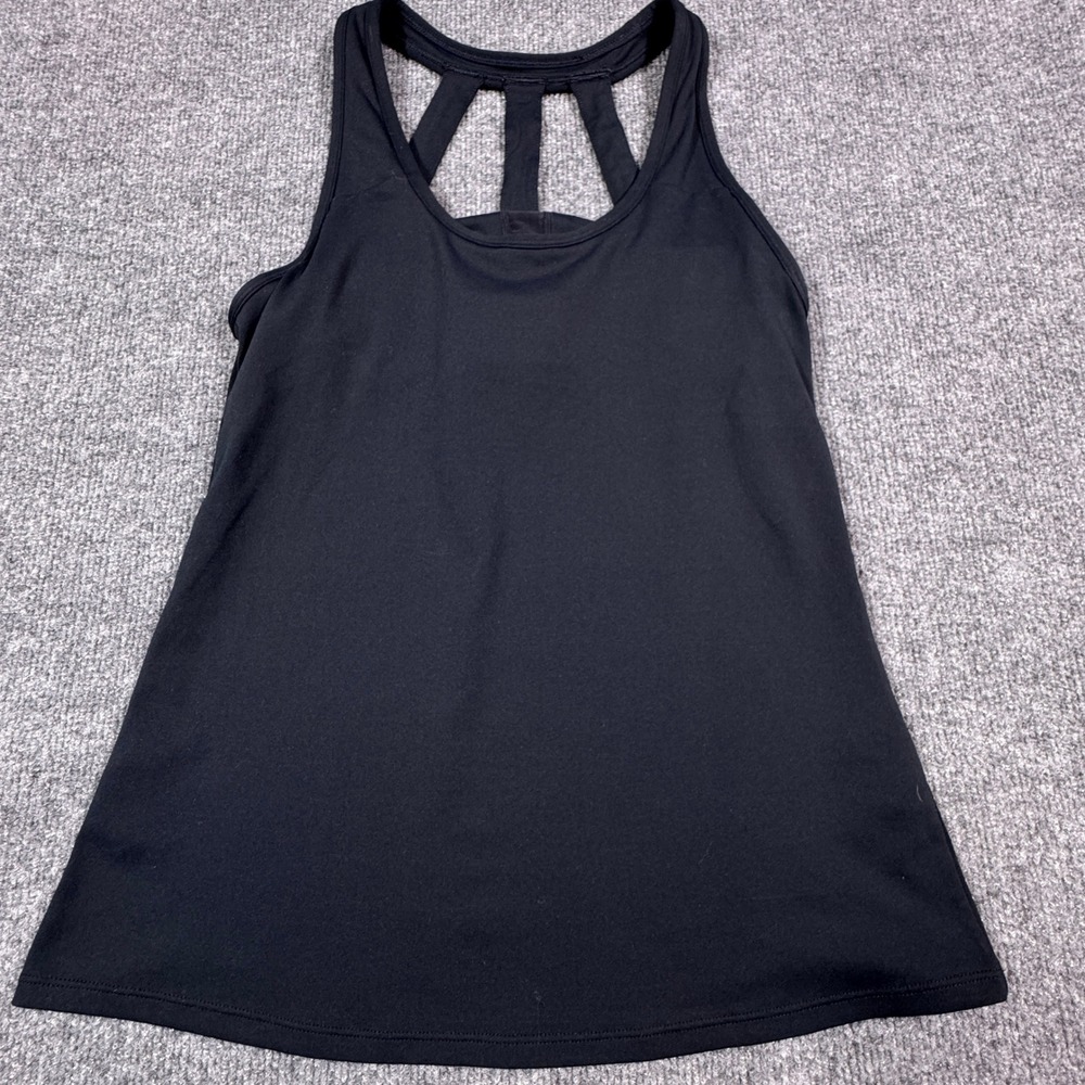 Fabletics Womens Black Caged Back Activewear Tank Top Yoga Gym Shirt Small